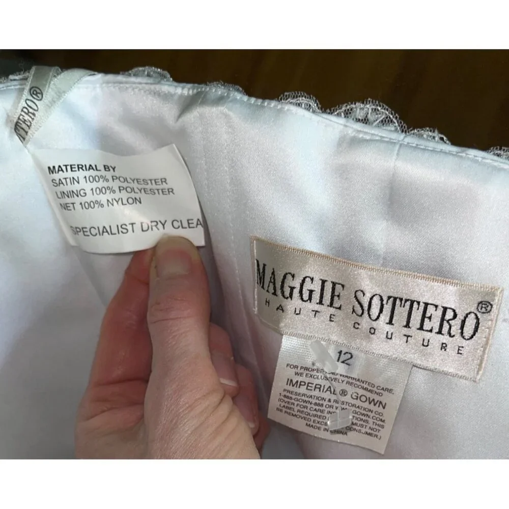 Maggie Sottero Imperial Gown Brielle Wedding Dress Strapless Bustle Train 12 - Picture 3 of 16